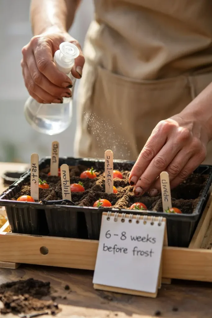 How to plant tomato seeds indoors with a heat mat.